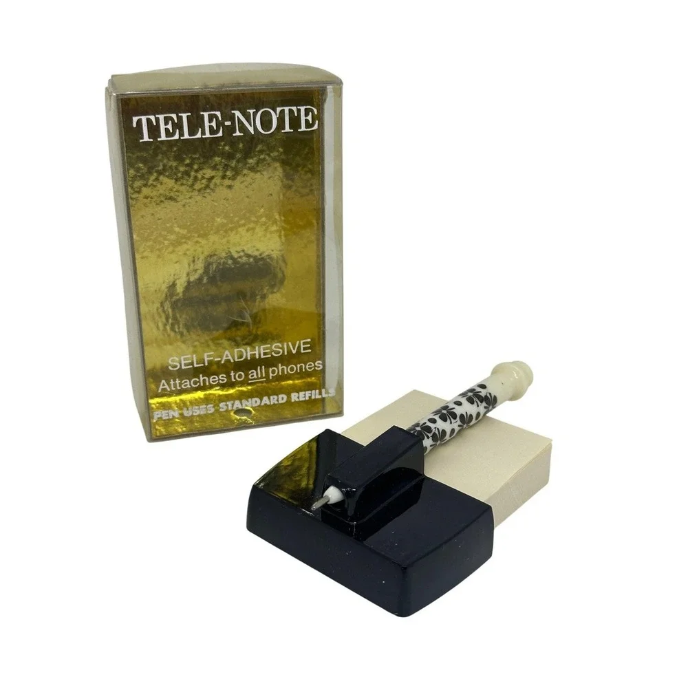 Vintage Tele-Note Self-Adhesive Phone Notepad Holder &‎ Pen Set Boxed Retro